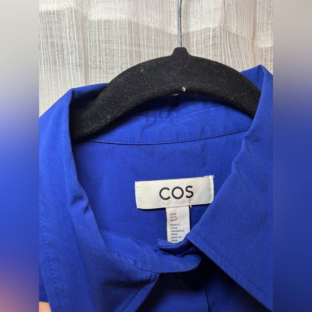 Cos Blue Cropped Button Down Top - image 2